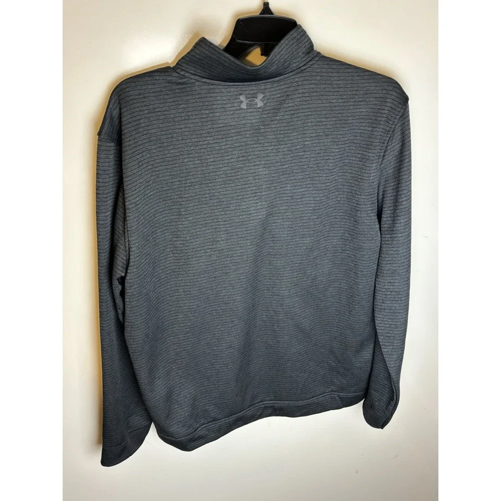 Under Armour Storm SweaterFleece QZ Gray Striped Golf Pullover 1373674 Size XL